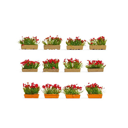 Květinové truhlíky kvetoucí červeně - H0 