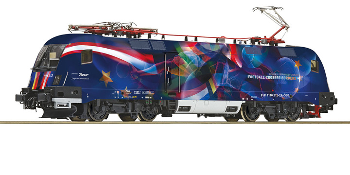 Elektrická lokomotiva Taurus Rh 1116 "Fotbal spojuje Evropu". ROCO, H0, digital, analog. PŘEDOBJEDNÁVKA