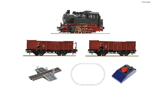 Startset parní lokomotiva BR80 + nákladní vozy H0
