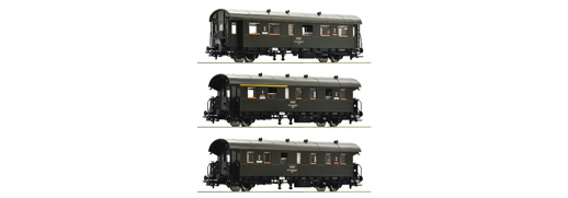 H0 - 3 pieces Set: passenger carriage, PKP
