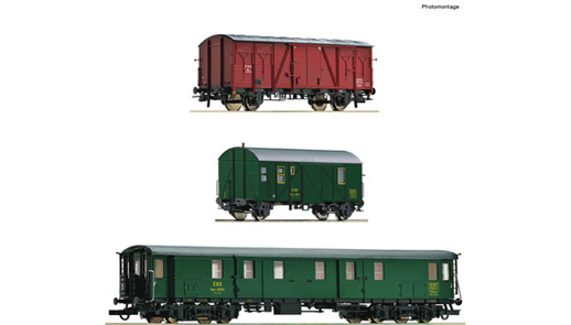 H0 - sada tří vozů stavebního vlaku ČSD Roco 76019