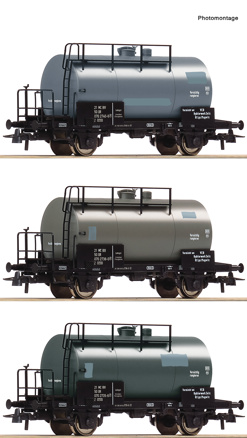 H0 3-dílný set kotlových vagónů Uahs DR,Roco77021