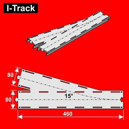 H0 Straight segment with turnout 15°,80x460mm 1Pcs