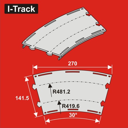 H0  Double-track curved segment R 419,6/481,2mm