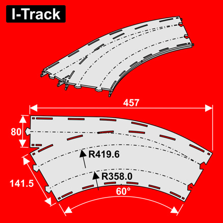 Double-track curved R358/419,6 mm60°w.turnout,1pcs