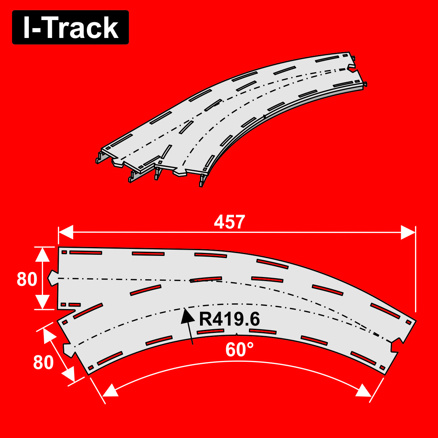 Single-track curved R419,6mm60° w.turnout,1pcs