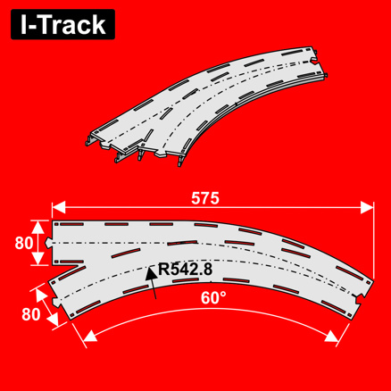 Single-track curved R542,8mm, 60° w.turnout,1pcs