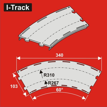 Curved Double-track,R 267/310mm,W.103mm,60°, 3pcs