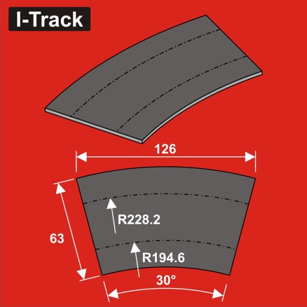 N Track bedding Ra194,6/228,2x3mm,2T.12 pcs