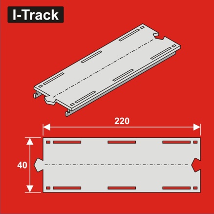 Single-track straight segment, 220mm,W. 40mm,6pcs