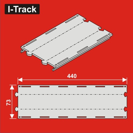 Double-track straight segment, 440mm,W. 73mm,4pcs