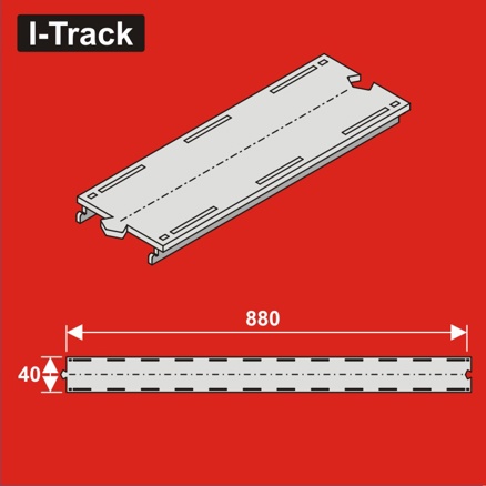 Single-track straight segment, 880mm,W. 40mm,2pcs