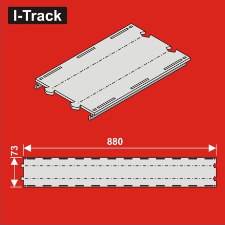 Double-track straight segment, 880mm,W. 73mm,2pcs