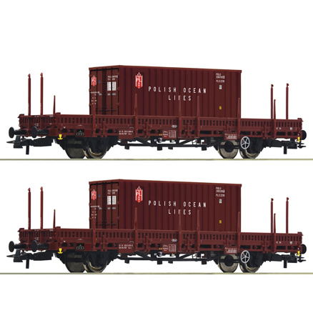 H0 - 2-piece set: Swivel-type stake wagon, PKP