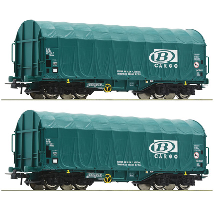 2pc.set: Slide            tarpaulin wagons SNCB    