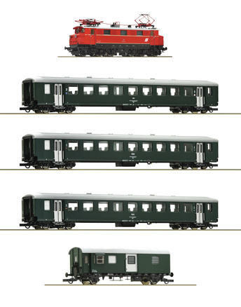 H0 - 5 pcs. Set: Elec. loc. with a passenger train